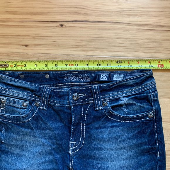 Miss Me "Zebra Hair" and Rhinestone Pocket Bootcut Jeans, Size 29 - Picture 4 of 8